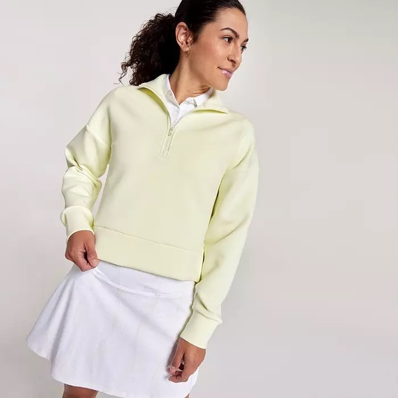 CALIA by Carrie Underwood Tops - CALIA Women's Soft Scuba 1/4 Zip Golf Sweatshirt lemon sorbet XL